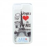 Wholesale iPhone 7 Plus LED Flash Design Liquid Star Dust Case (Eiffel Tower Silver)